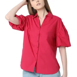 Vero Moda Pink Cotton Regular Fit Shirt image 2