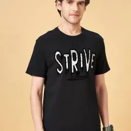 People by Pantaloons Jet Black Cotton Slim Fit Printed T-Shirt-image-58