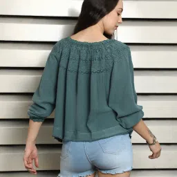 High Star Green Cotton Self Design Shirt image 2