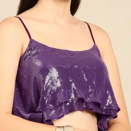 BAPS Floral Sequined Satin Designer Saree image 2