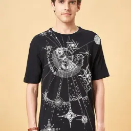 7 Alt by Pantaloons Black Cotton Relaxed Fit Printed T-Shirt-image-13