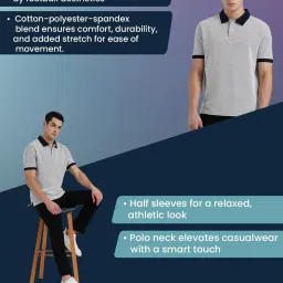 Red Tape White Regular Fit Self Pattern Polo T-Shirt image 2