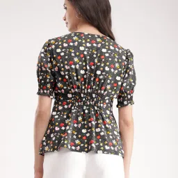 Fablestreet Black Floral Print Top image 2