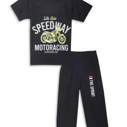 Vimal Jonney Kids Mint Green & Black Printed T-Shirt Set image 2