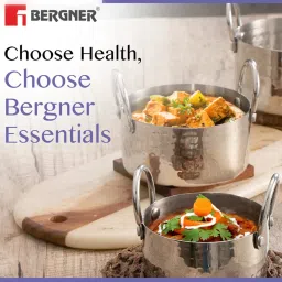 Bergner BE Essentials Silver Stainless Steel 3Pc Mini Hammered Pot Serving Set image 2