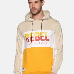 showoffff SHOWOFF Beige Cotton Slim Fit Colorblock Sweatshirt-picture-27