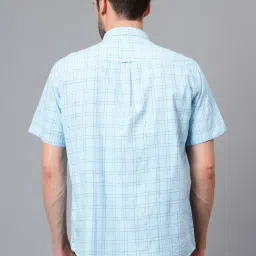 Cantabil Sky Blue Cotton Regular Fit Checks Shirt image 2
