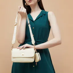 Code by Lifestyle Beige Quilted Sling Handbag image 2