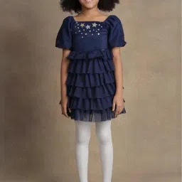 One Friday Kids Blue Regular Fit Dress-image-29