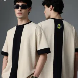 The Souled Store Off White Relaxed Fit Colourblocked T-Shirt-image-78