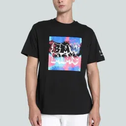 Puma Black Cotton Relaxed Fit Printed T-Shirt-image-15