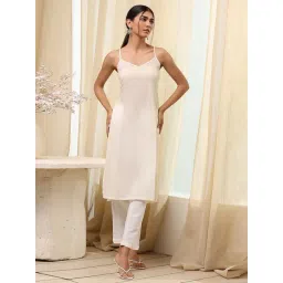 Biba Off White Regular Fit Embroidered Kurta image 5