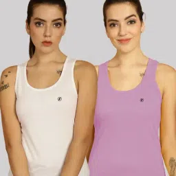 Friskers White & Purple Cotton Sports Tank Top - Pack Of 2-picture-11