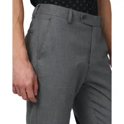 Peter England Grey Slim Fit Flat Front Trousers image 4