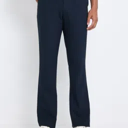 Ben Sherman Blue Constructed Waistband Slim Fit Flat Front Trousers-image-71