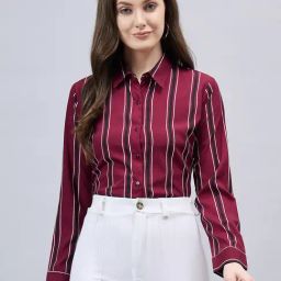 Style Quotient Maroon Striped Formal Shirt-picture-38