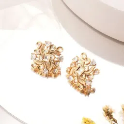 Saraf RS Jewellery Gold Statement Kundan Studded Floral Designer Stud Earring image 3
