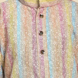 Pro-Ethic STYLE DEVELOPER Boys Floral Printed Pure Cotton Straight Kurta with Pyjamas image 2