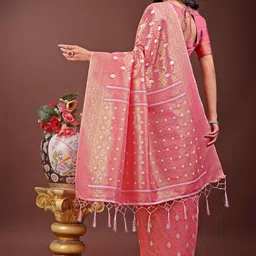 HERE&NOW Woven Design Zari Pure Cotton Saree image 3