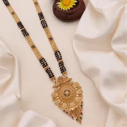 TKRB SALES Gold-Plated Artificial Stones Studded & Beaded Mangalsutra-picture-22