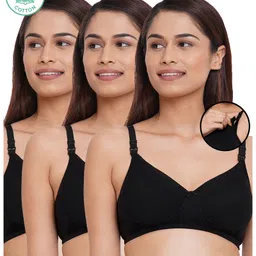 Inner Sense Organic Antimicrobial Padded Nonwired Feeding Bra Pack Of 3 - Black-picture-32