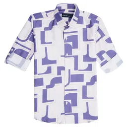CAVIO Cotton Full Sleeves Abstract Printed Shirt - Purple-picture-30