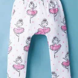 Doodle Poodle 100% Cotton Single Jersey Knit Full Length Diaper Leggings With Dancing Girl Print - White-picture-38