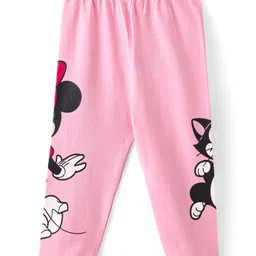 Babyhug Disney  Cotton Lycra Full Length Leggings with Minnie Mouse Graphics - Pink image 2