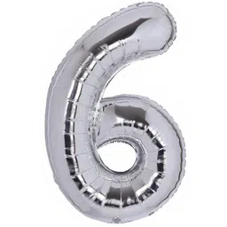 Decor Mantra Number 6 foil balloon 32 inch for birthday decoration items - Silver - Pack of 1 image 2