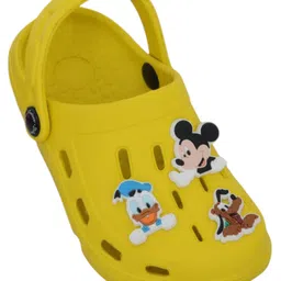 Disney by Yellow Bee Solid Perforated Clogs With Mickey & Friends Featuring Character Charms - Yellow image 3