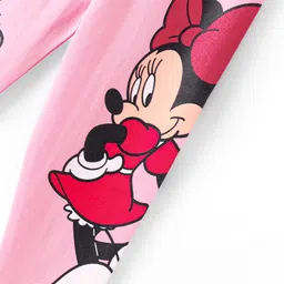 Babyhug Disney  Cotton Lycra Full Length Leggings with Minnie Mouse Graphics - Pink image 3