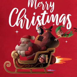 FFlirtygo Christmas Theme Cotton Half Sleeves Merry Christmas With Ride Printed T-Shirt - Red image 4