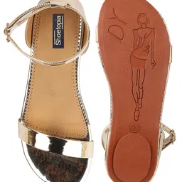 Shoetopia Metallic Buckle Closure Sandals - Golden image 5