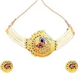 sdr Pearl choker necklace earrings jewellery set-picture-28