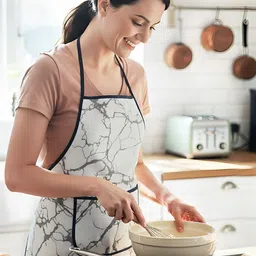 HOMESTIC 2-Pcs Grey Printed Waterproof Apron With Front Pocket image 3