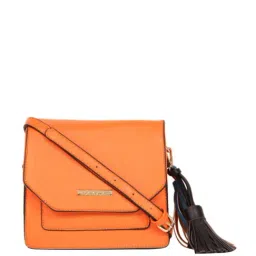 Sugarush Perth Brunt Orange Solid Medium Sling Handbag-image-3