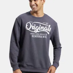 Jockey UM51 Men's Super Combed Cotton Rich French Terry Printed Sweatshirt with Ribbed Cuffs-picture-19