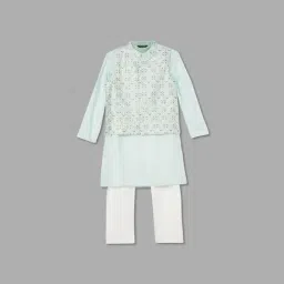 Melange by Lifestyle Boys Light Blue Embroidery Kurta Set-image-2