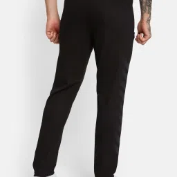 Octave Black Cotton Regular Fit Printed Trackpants image 2