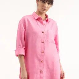 United Colors of Benetton Pink Linen Regular Fit Shirt-picture-34