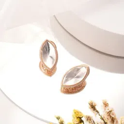 Saraf RS Jewellery Gold Statement Uncut Polki Mossanite Minimal Stud Earring image 3