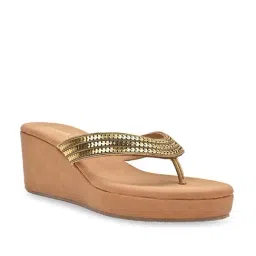 Rocia by Regal Women's Antique Gold Thong Wedges-picture-18