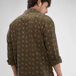 Spykar Green Slim Fit Printed Shirt image 2