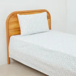 Westside Home Light Green Printed Single Flat Bedsheet & Pillowcase Set-picture-30