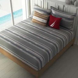 Nautica Ocean View Grey & Blue 160 TC Cotton King Bedsheet with 2 Pillow Covers-picture-22