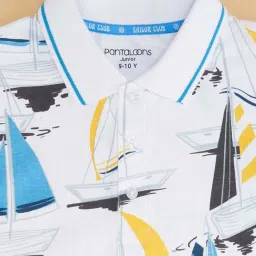 Pantaloons Junior Kids Bright White Cotton Regular Fit Polo T-shirt image 2