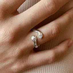 J.S ENTERPRISES Unisex Silver-Tone Stainless Steel Hug Finger Ring-image-81