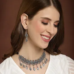 PANASH Oxidised Silver-Toned Jewellery Set image 1