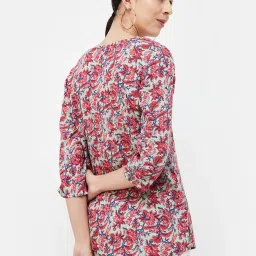 Melange by Lifestyle Sage Green & Red Floral Print Kurti image 2