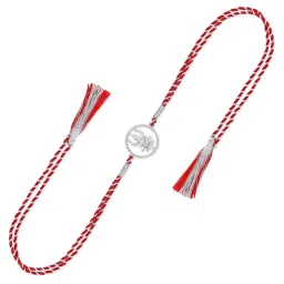 Ornate Jewels 925 Silver American Diamond Trishul Thread Rakhi for Brother with Roli Chawal image 2